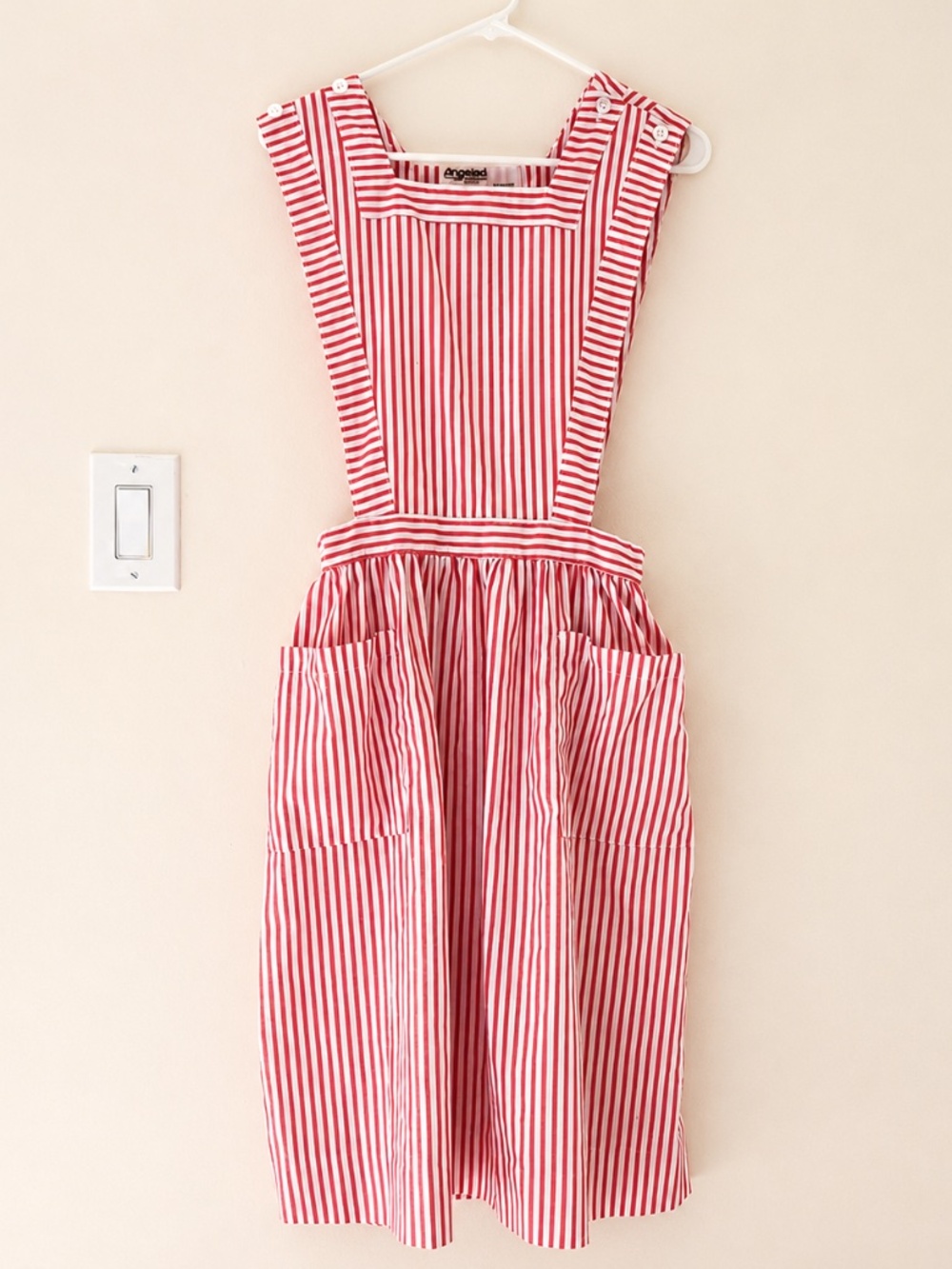 Angelica Vintage 1950s Striped Nurse Uniform Pinafore Apron Medium Candy Striper